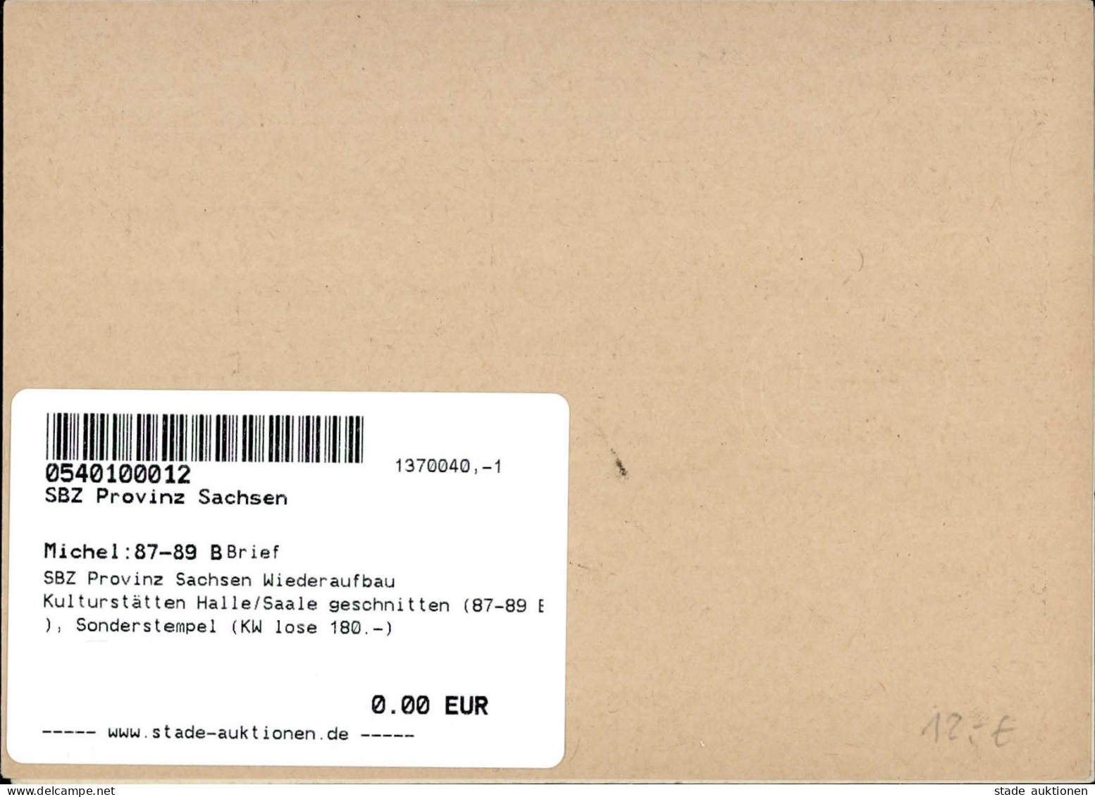 SBZ Provinz Sachsen Wiederaufbau Kulturstätten Halle/Saale Geschnitten (87-89 B), Sonderstempel (KW Lose 180.-) - Other & Unclassified