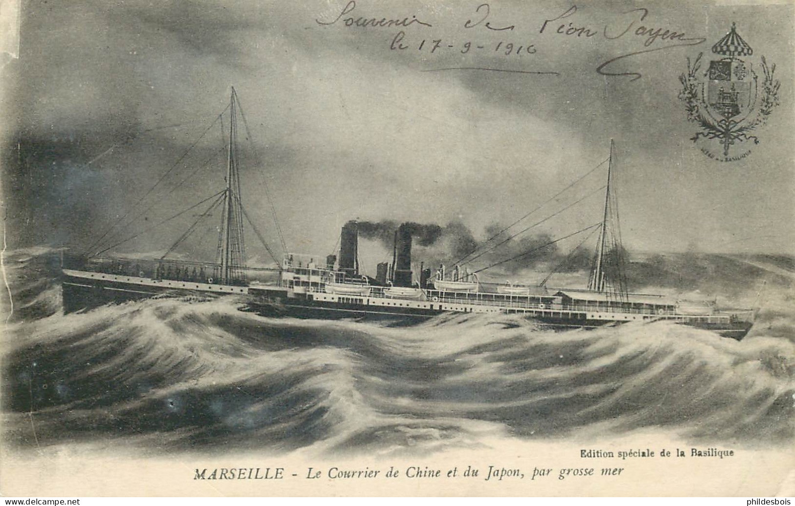 MARSEILLLE Le Courrier De Chine Et Du Japon Par Grosse Mer - Steamers