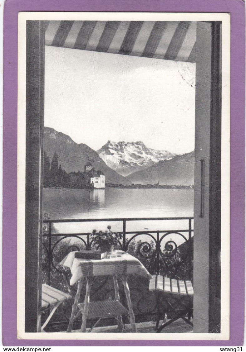 HOTEL BONIVARD, MONTREUX - TERRITET, VUE D'UNE CHAMBRE VERS 1953. - Montreux