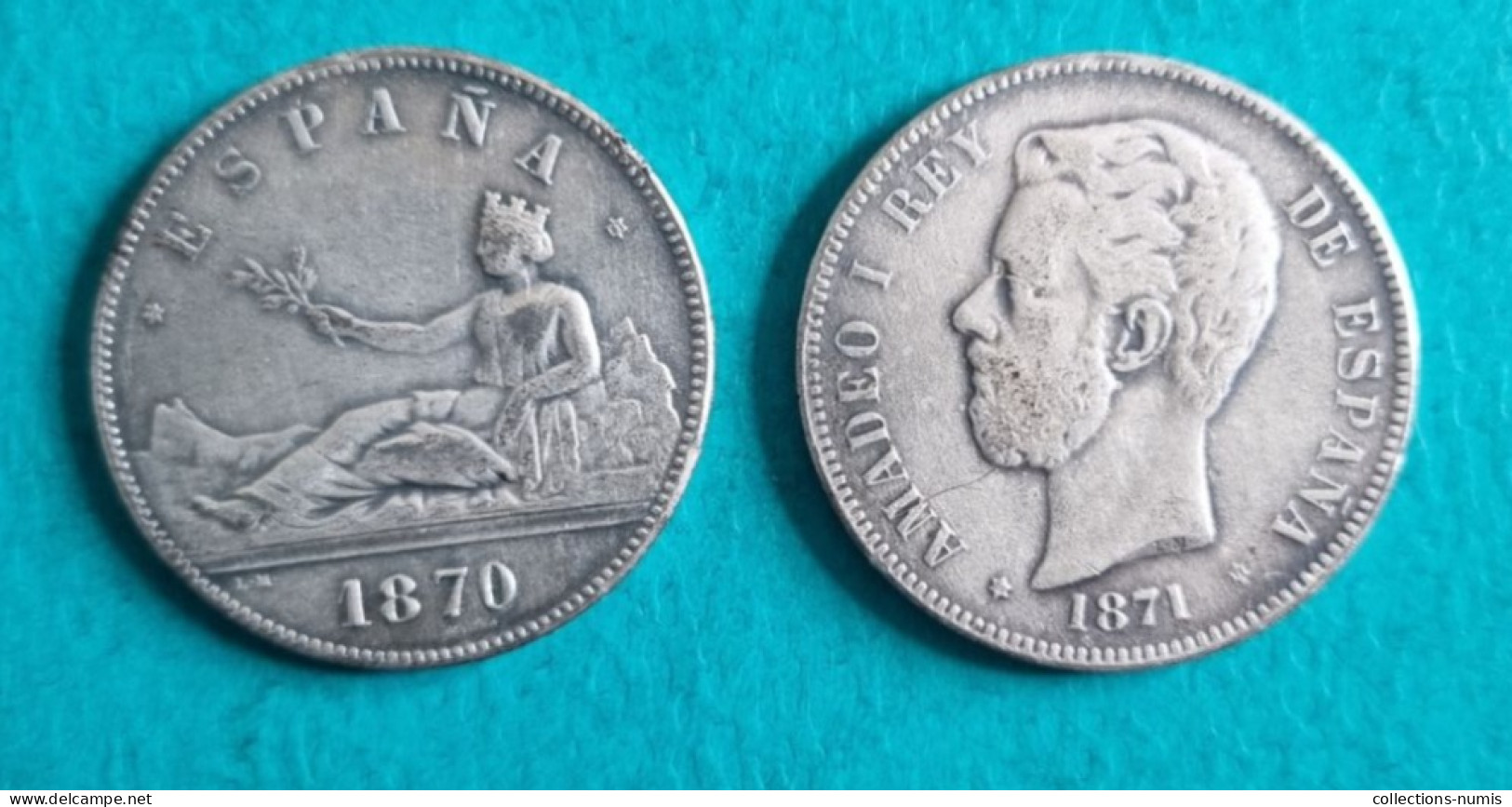 Pieces 5 Pesetas 1870 Et 1871 - Autres & Non Classés