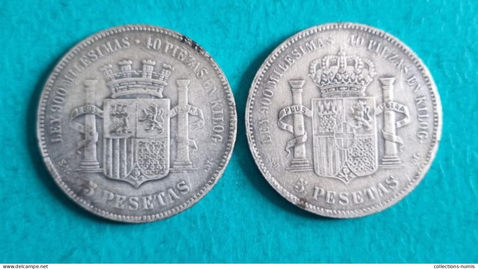 Pieces 5 Pesetas 1870 Et 1871 - Otros & Sin Clasificación