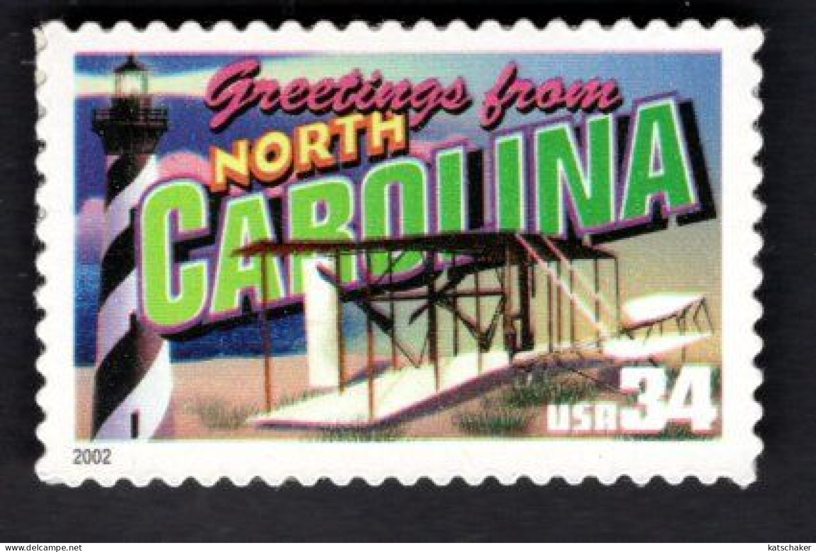 1938315816 2002 SCOTT 3593 (XX) POSTFRIS MINT NEVER HINGED  -  GREETINGS FROM AMERICA - NORTH CAROLINA - Nuovi