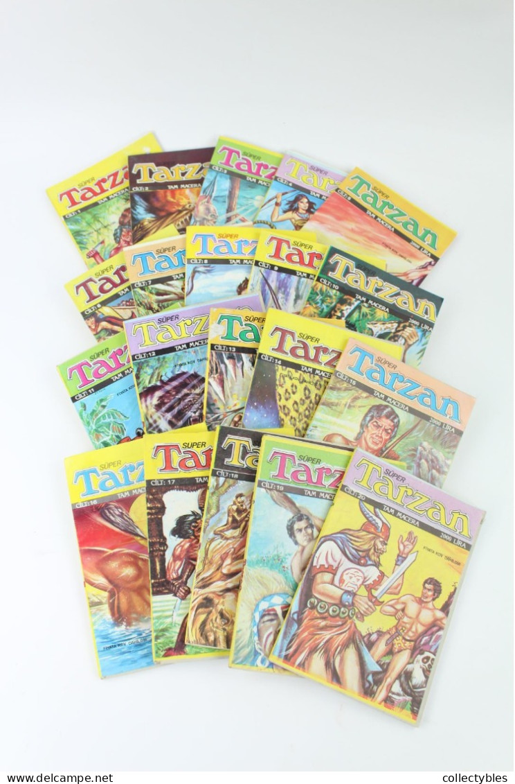 TARZAN Turkish Comic Book 1990s COMPLETE SET 1-20 Edgar Rice Burroughs RARE Free Shipping - Comics & Manga (andere Sprachen)