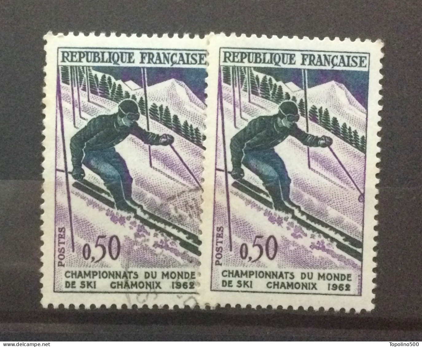 Num.1327 (0,50Fr) Chamonix 1962 - 2 Neufs Dont 1 Oblitéré - Ungebraucht