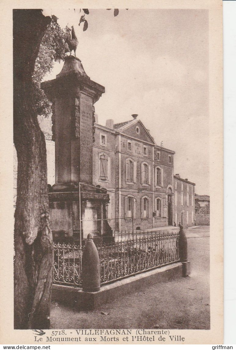 VILLEFAGNAN LE MONUMENT AUX MORTS ET L'HOTEL DE VILLE TBE - Villefagnan