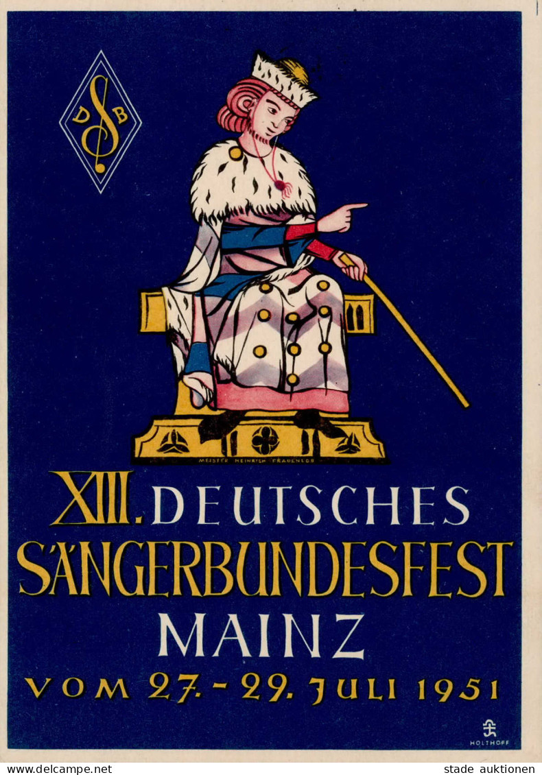 Ganzsache Deutsche Post Mainz XIII. Deutsches Sängerbundesfest 1951 I-II - Autres & Non Classés