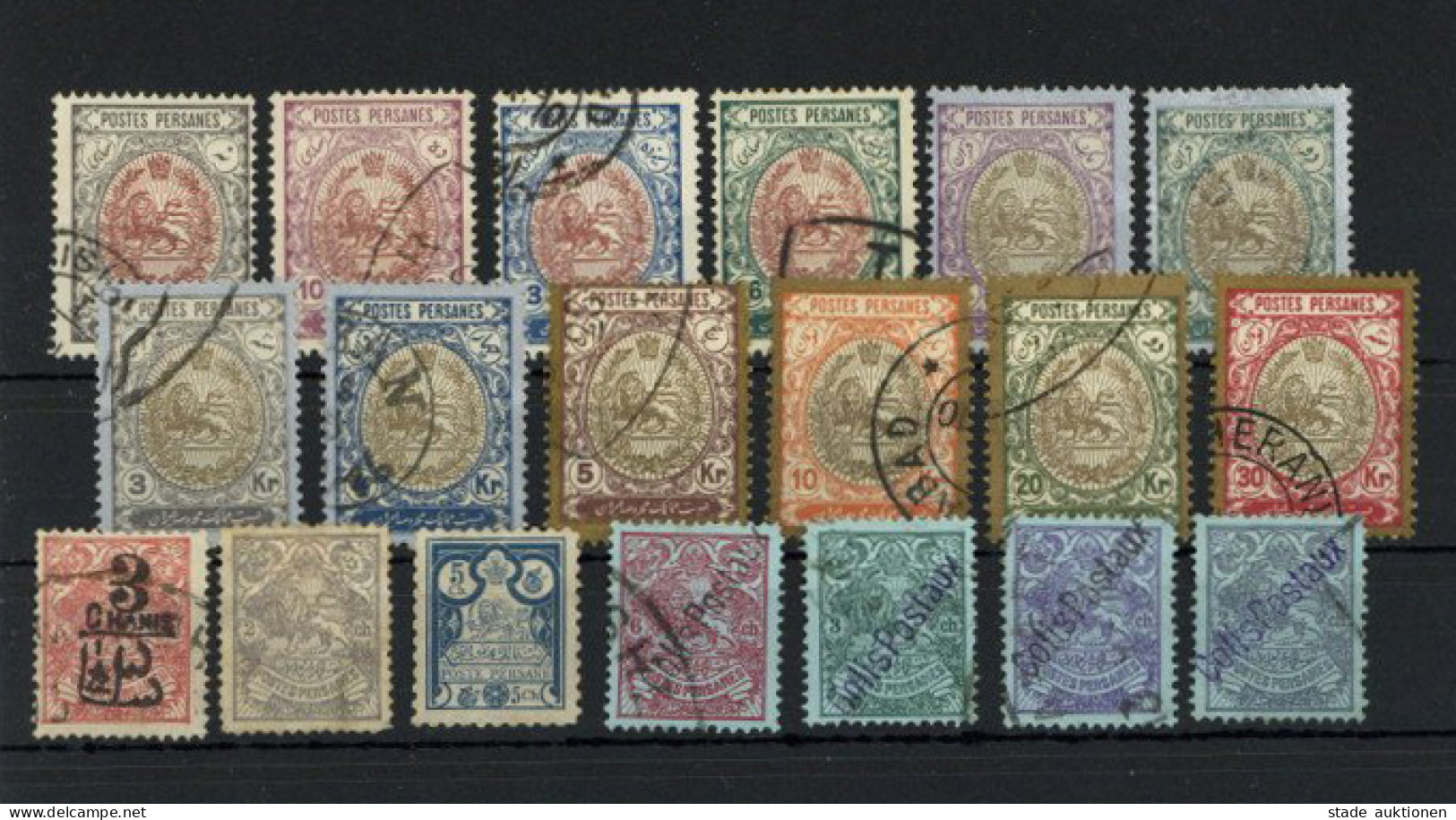 Persien Iran Lot Auf Steckkarte, U.a. Paketmarken 1909/10 Nr. 2-5, Freimarken Höchstwerte 1909 - Otros & Sin Clasificación