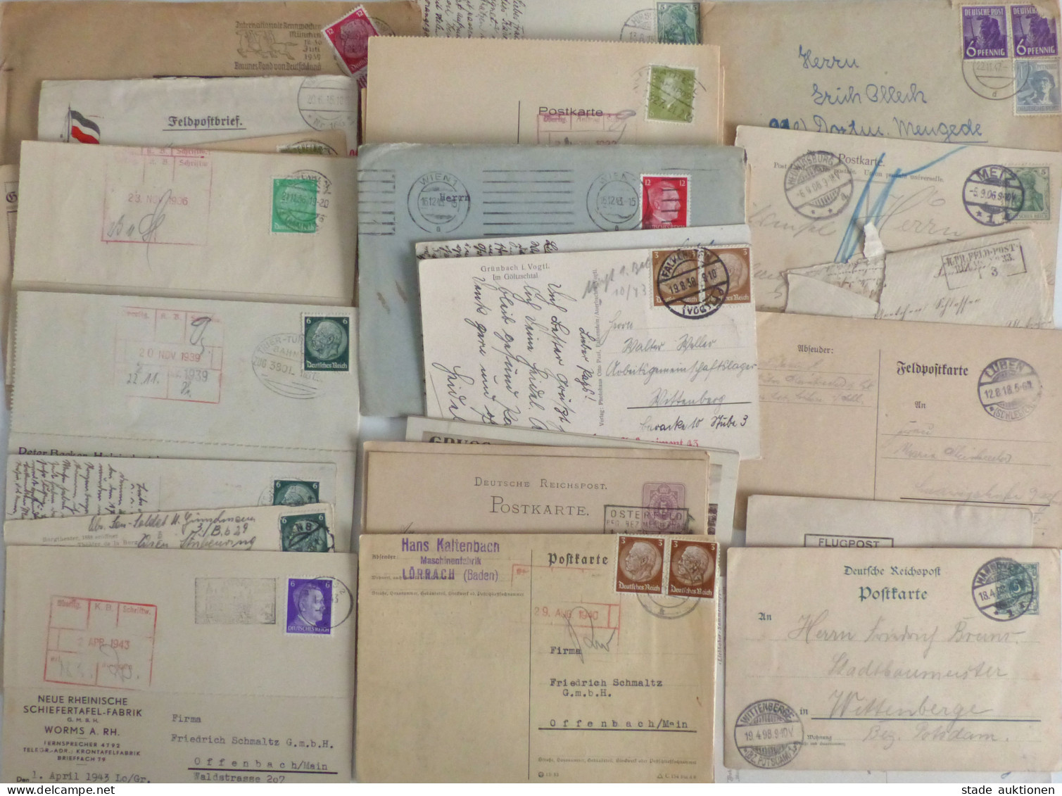 Deutschland Briefe Kleines Lot Karten Und Belege Vor 1945, Feldpost, Bahnpost, Ganzsachen, Stark Unterschiedliche Erhalt - Collezioni (senza Album)