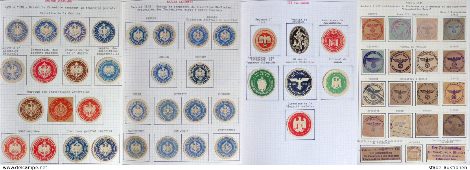 Deutsches Reich Sammlung Siegelmarken/Dienstabschläge (Stempel-Ausschnitte, Viel Truppenstempel Feldpost WK II) Sehr Rei - Werbepostkarten