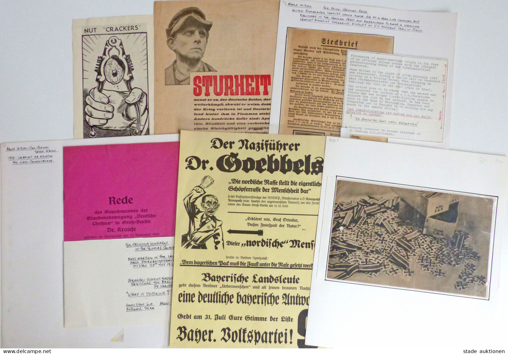 WK II Dokumente Propagandafälschungen Flugblätter Ca. 20 Stk. II - Guerre 1939-45