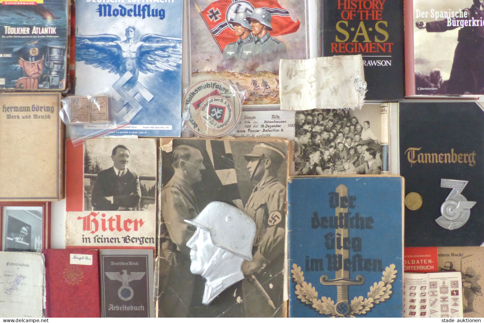 WK II Große Kiste Reichhaltig Gefüllt Mit Büchern, Dokumenten, Zeitungen, Propaganda, Fotos Usw. - War 1939-45