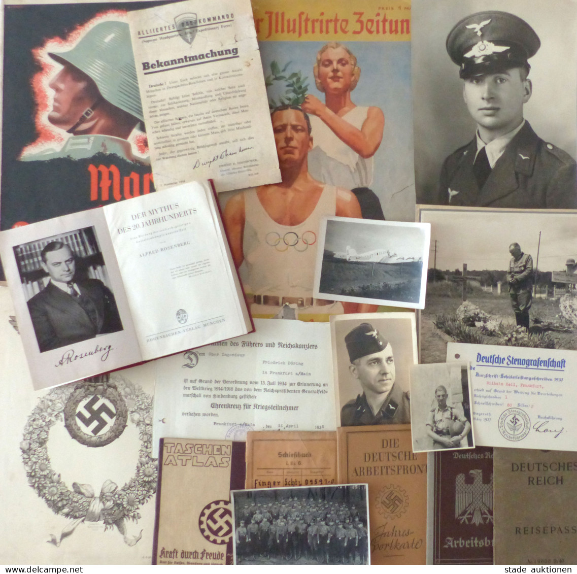 WK II Konvolut Mit Hunderten Fotos Dazu Dokumente, Ausweise, Urkunden, Bücher Usw. Fundgrube - War 1939-45