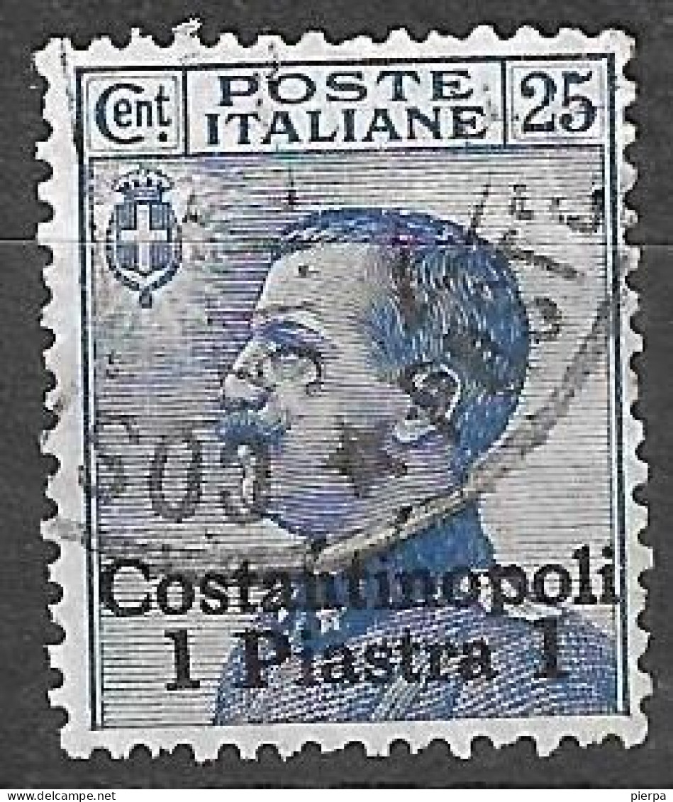 COSTANTINOPOLI - 1909 - MICHETTI - 1 PIASTRA /25C - USATO (YVERT 62 - MICHEL 23III - SS 23) - Europa- Und Asienämter