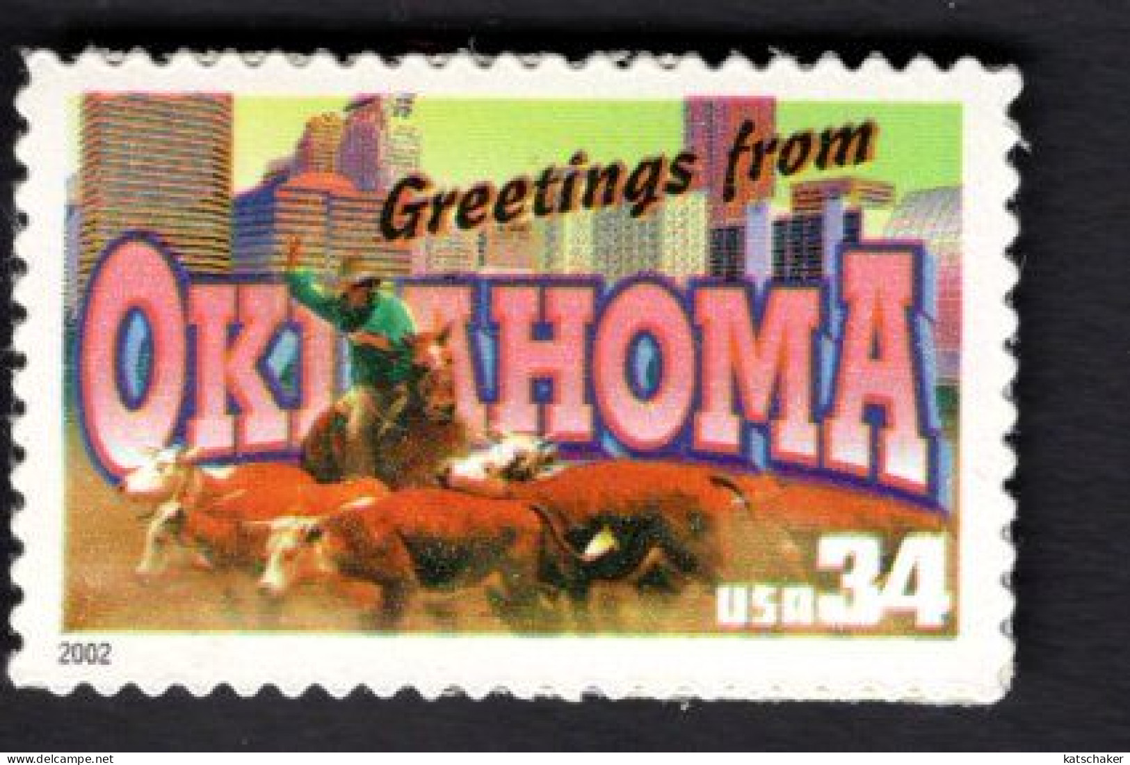 2016426449 2002 SCOTT 3596 (XX) POSTFRIS MINT NEVER HINGED  -  GREETINGS FROM AMERICA - OKLAHOMA - Unused Stamps