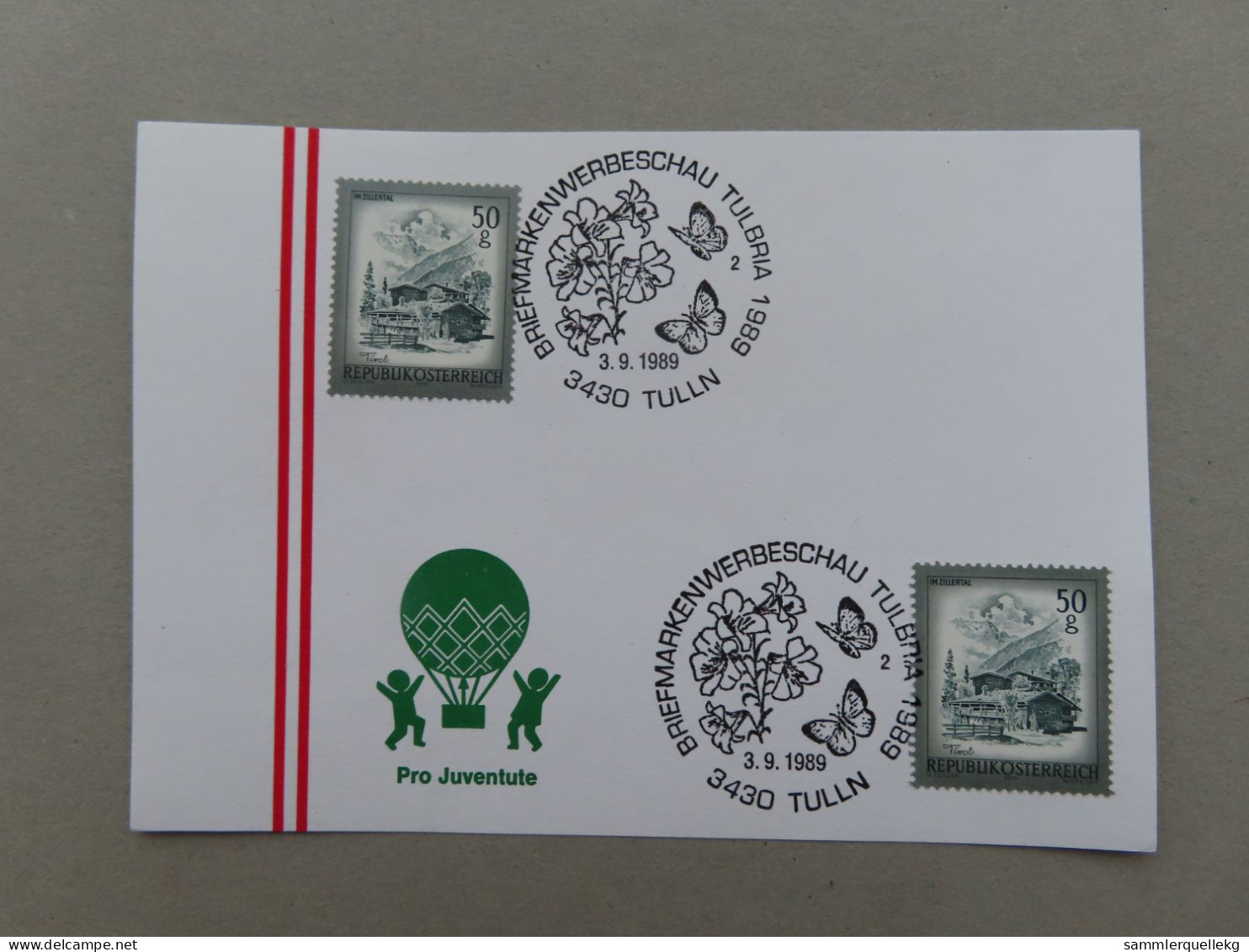 Österreich Pro Juventute - Mit Sonderstempel 3. 9. 1989 Tulln, Briefmarken Werbeschau TULBRA 1989 (Nr.971) - Other & Unclassified