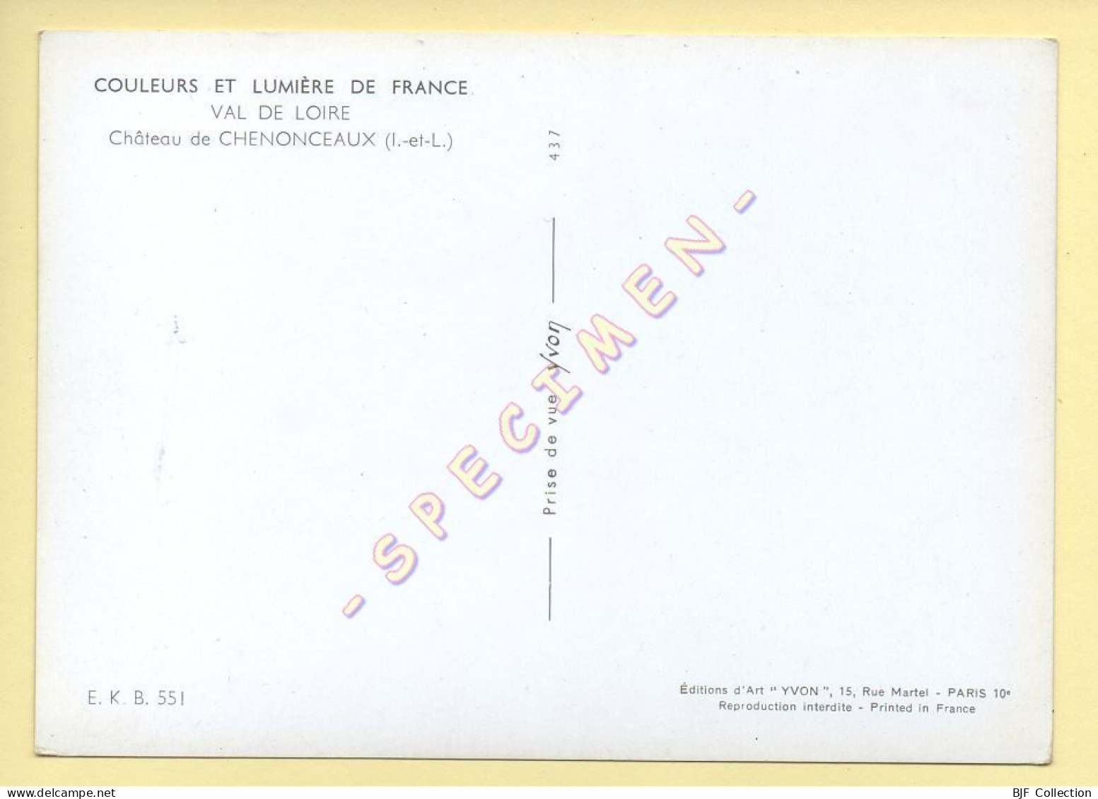 37. CHENONCEAUX – Le Château (voir Scan Recto/verso) - Chenonceaux