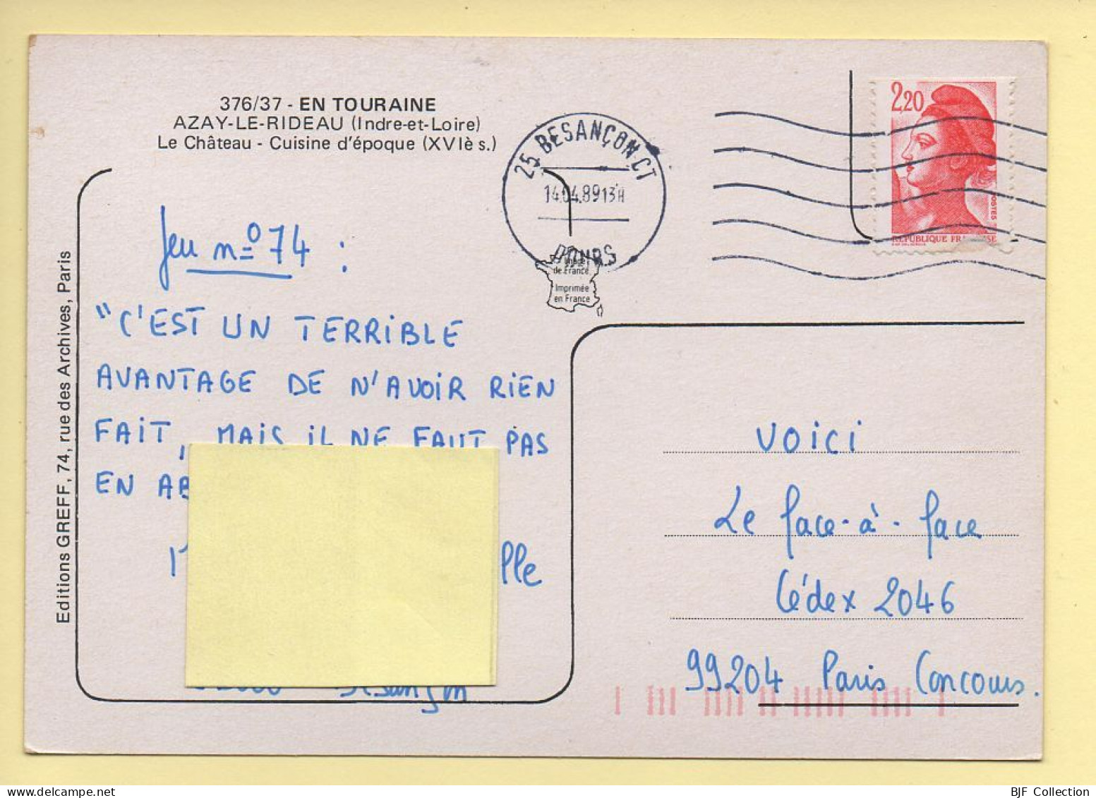 37. AZAY-LE-RIDEAU – Le Château / Cuisine D'époque / 2 Vues (voir Scan Recto/verso) - Azay-le-Rideau