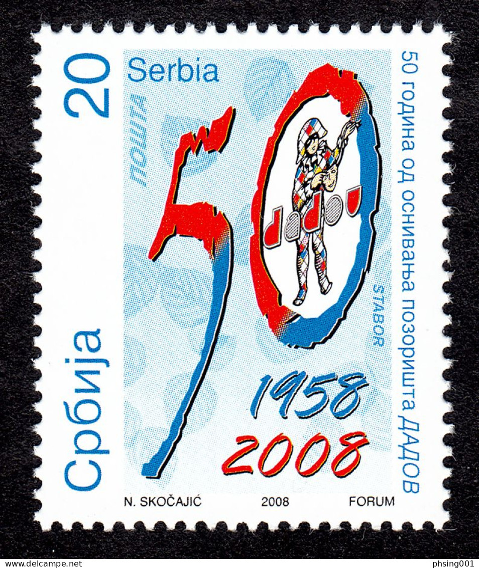 Serbia 2008 50 Years Anniversary Amateurish Theatre DADOV Clown, MNH - Serbien