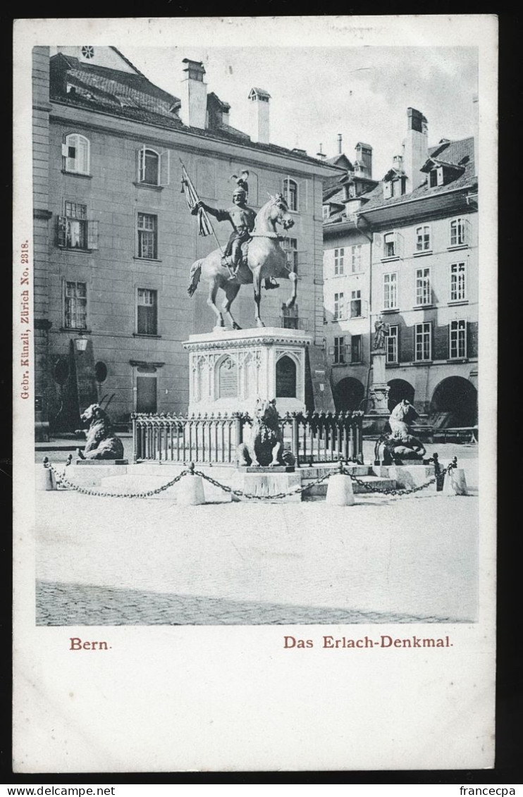 14484 - SUISSE -  BERN - Das Erlach-Denkmal - DOS NON DIVISE - Berne