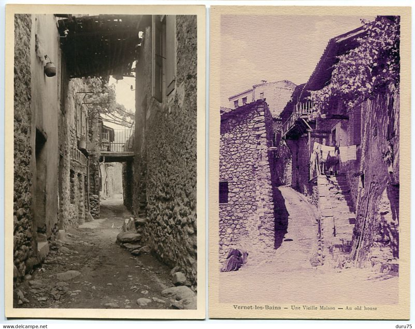 LOT 2 Cartes - VERNET Les BAINS Rue Du Vieux Vernet & Une Vieille Maison - Non écrites - Rivesaltes