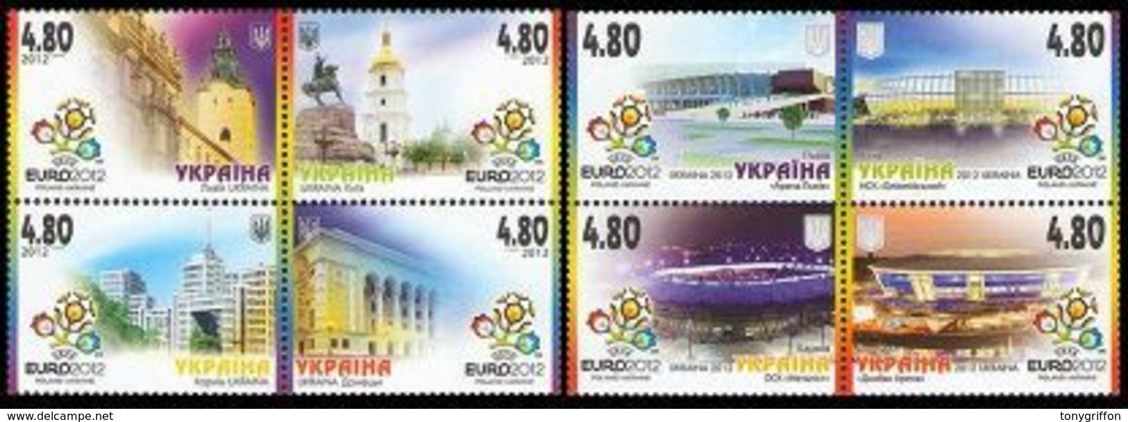 UKRAINE/UKRAINA 2012 MI.1236-43 **,Yvert 1071-78, Sports. Architecture. UEFA Euro 2012 Logo, Ukrainian Buildings - Ucrania