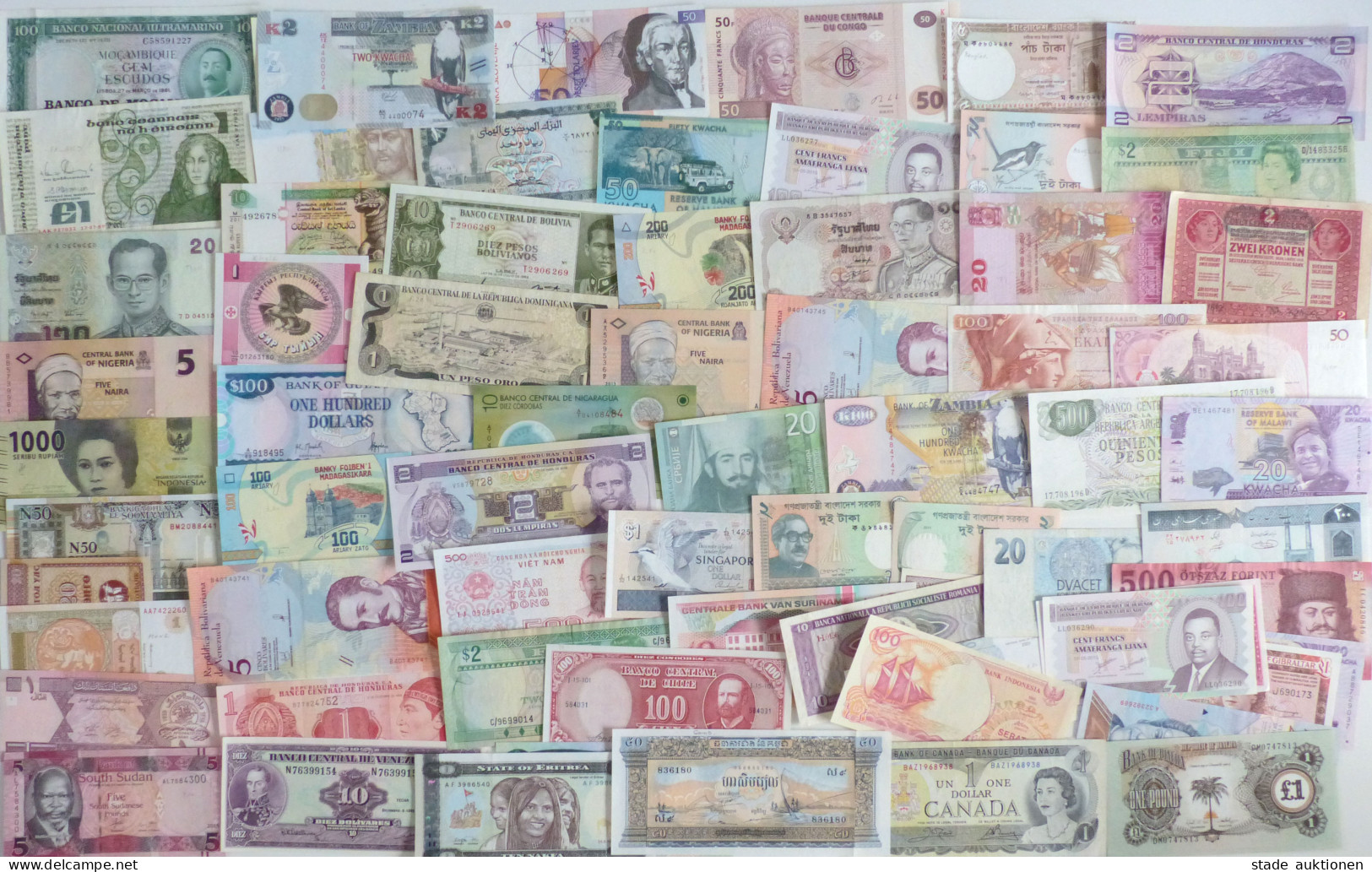 Banknoten Sammlung Alle Welt - 72 Fast Nur Verschiedene Geldscheine, U.a. Irland, Mongolei, Thailand, Nigeria, Indonesie - Autres & Non Classés