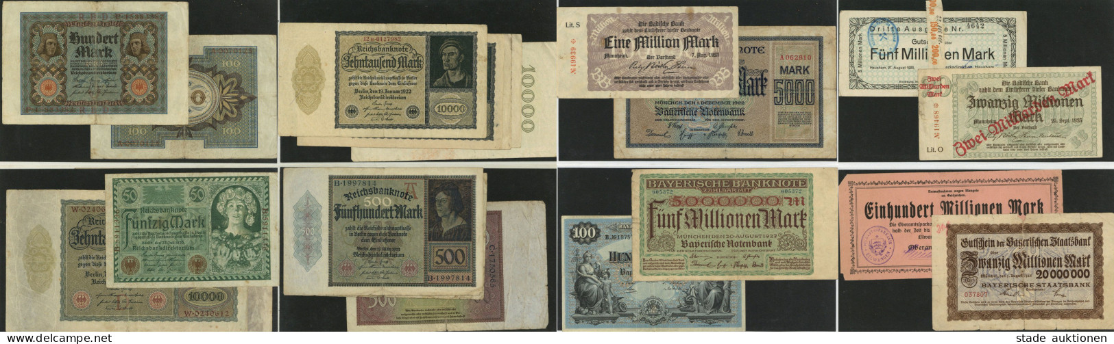 Deutschland Banknoten Vor 1945 Reichhaltige Sammlung Im Ringbinder Mit Doubletten, Meist Deutsches Reich, Weiterhin Gebi - Autres & Non Classés