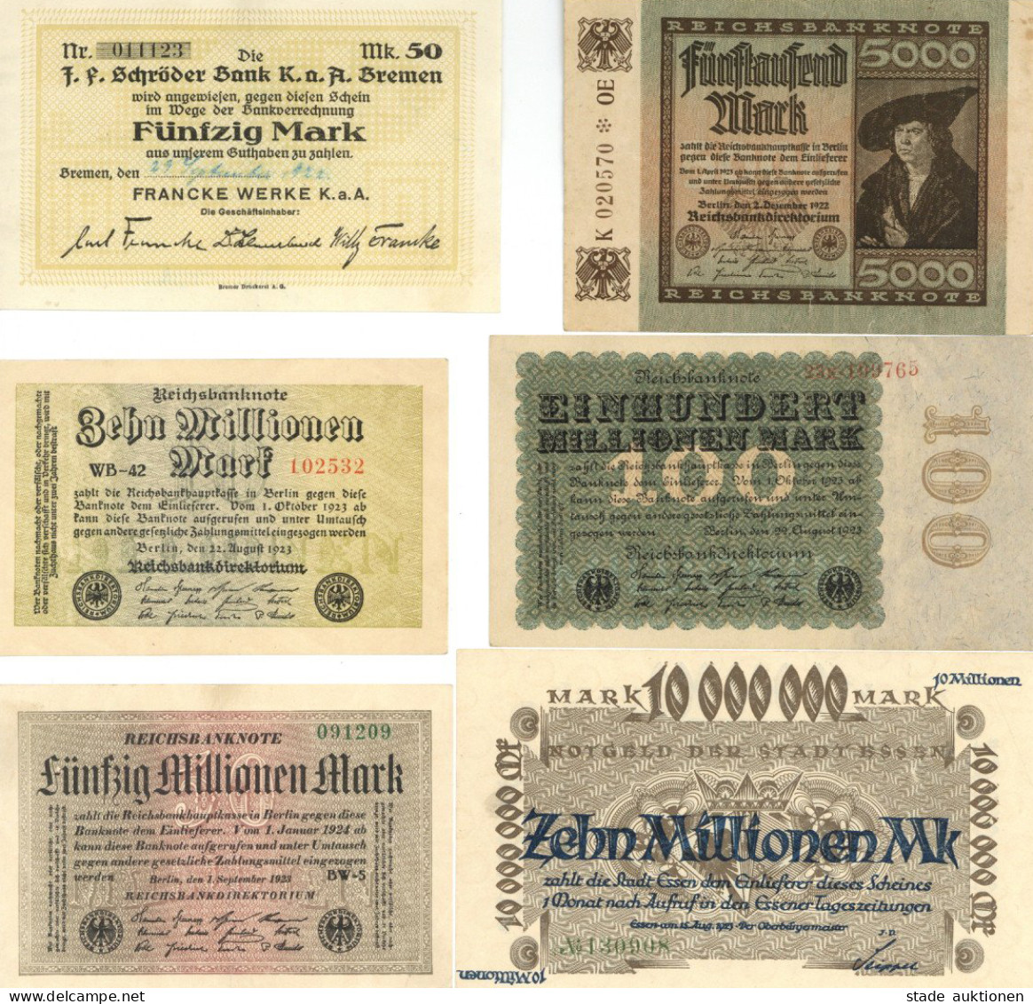 Geldschein Lot Mit Ca. 100 Reichsbanknoten Und Notgeldscheinen In Unterschiedlicher Erhaltung - Otros & Sin Clasificación