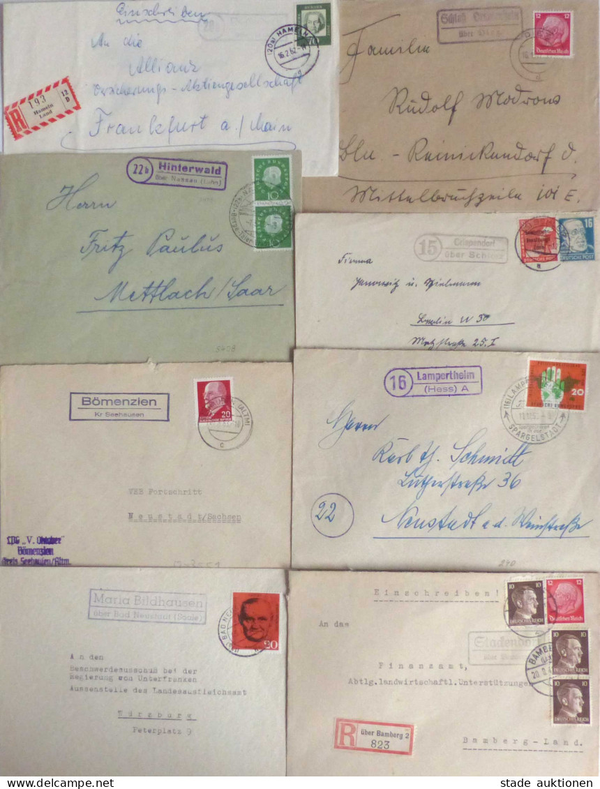 Landpost-Stempel Sammlung Mit Ca. 100 Belegen, Ca. 1930-1960, Unterschiedliche Erhaltung - Altri & Non Classificati