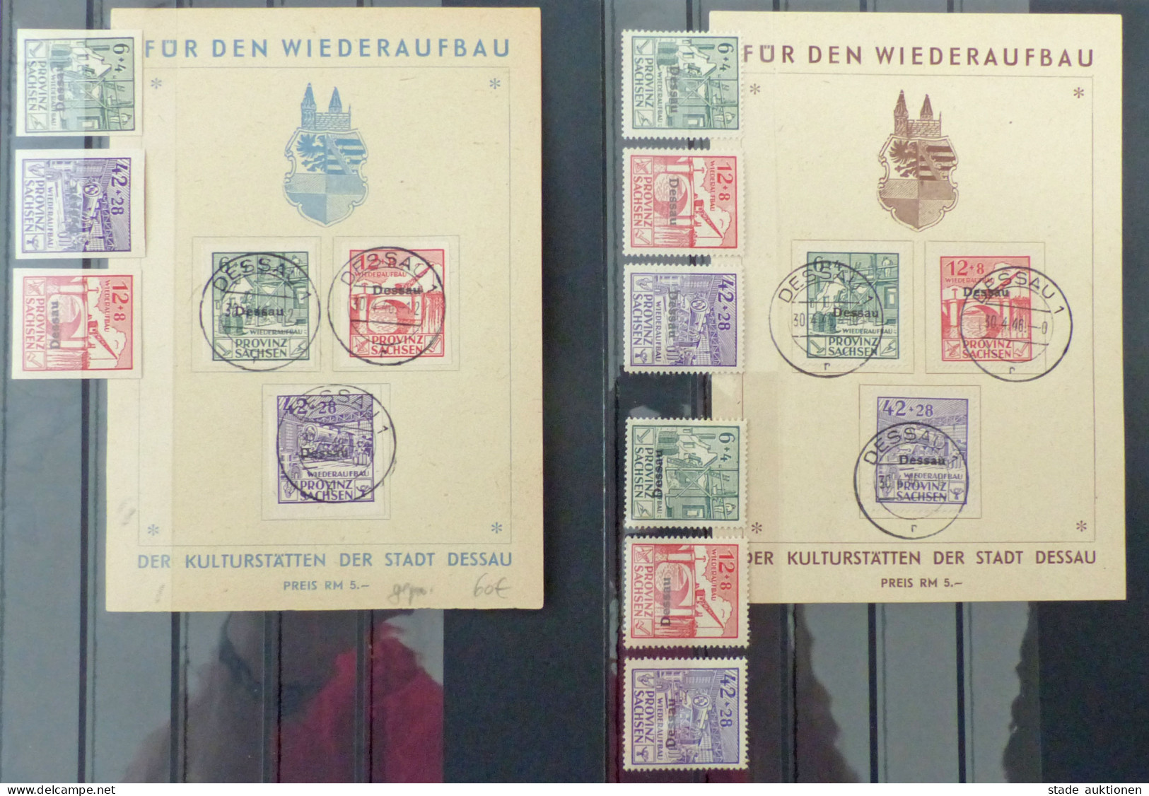 Lokalausgaben Dessau 1946 Spezialisiert, Wiederaufbau-Marken Der Provinz Sachsen Mit Aufdruck, Kpl. In Beiden Varianten  - Altri & Non Classificati