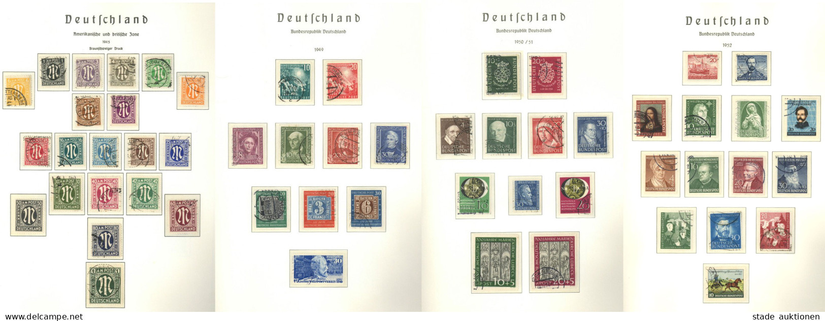 BUND/Alliierte Besetzung Sammlung Auf Vordruck Im Klemmbinder Gestempelt, ABGA/Bi-Zone (nicht Kpl.) BUND 1949-1977 Kpl.  - Altri & Non Classificati