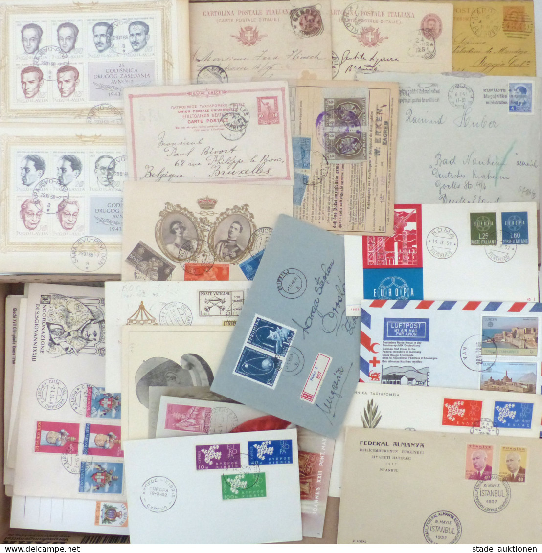 Südeuropa Sammlung Briefe U. Ganzsachen, Italien, Vatikan, San Marino, Jugoslawien, Rumänien, Griechenland, Türkei, Zype - 100 - 499 Postcards