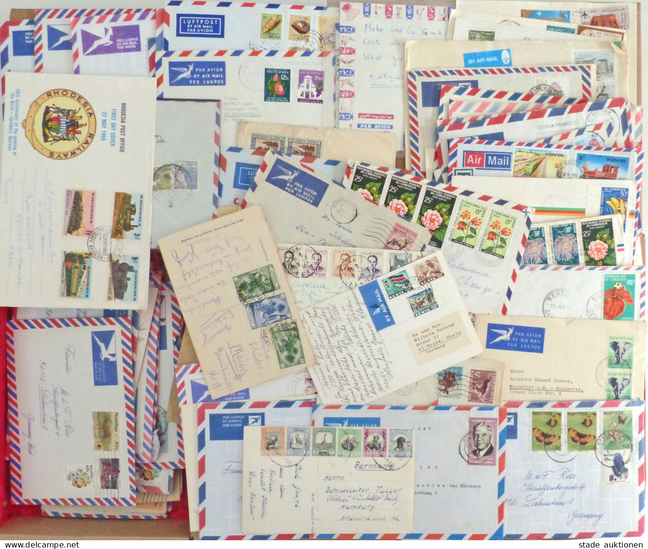 Afrika Sammlung Briefe In Kleiner Schachtel, Meist Namibia U. Südafrika, Weiterhin Sudan, Kamerun, Rhodesien, Dahomey, Ä - 100 - 499 Karten
