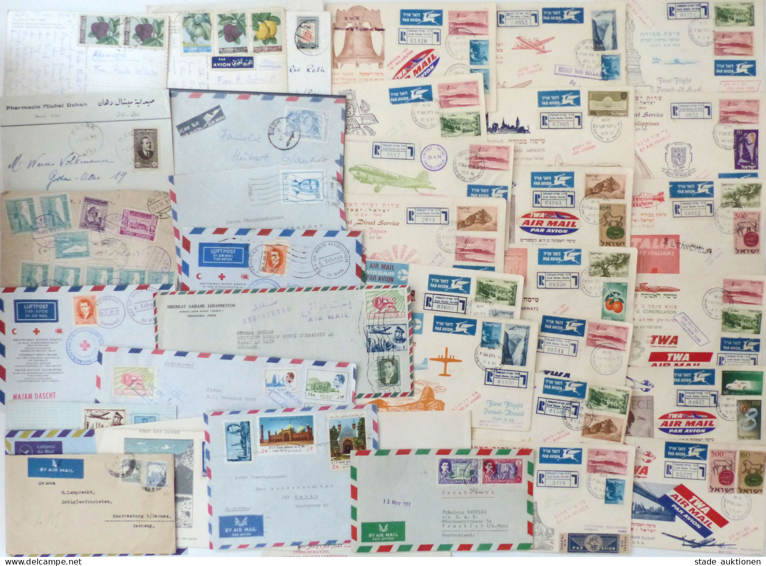 Nahost/Arabien Sammlung Briefe Meist Iran U. Israel, Weiterhin Libanon, Palästina,  Jordanien, Syrien, Stark Unterschied - 100 - 499 Postales