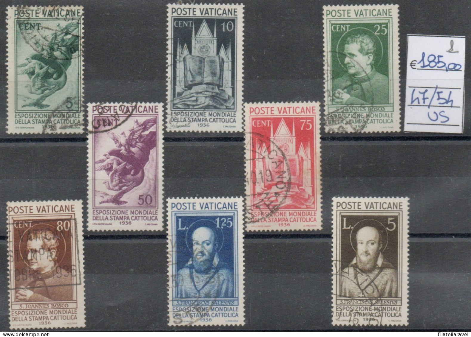 Vaticano - 1936 - "Stampa Cattolica", Serie Completa, 8 Valori, Annullati, Catalogo 47/54 - Usati