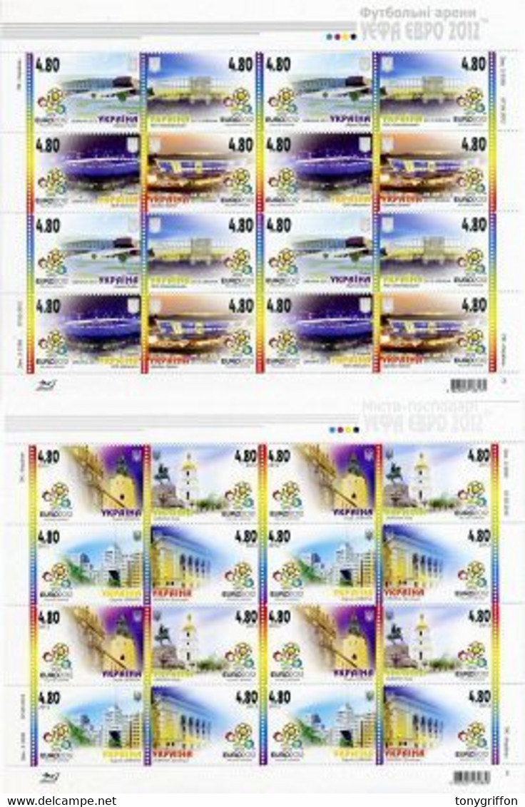 UKRAINE/UKRAINA 2012 MI.1236-43 **,Yvert 1071-78, Sports. Architecture. UEFA Euro 2012 Logo, Ukrainian Buildings - Ucrania