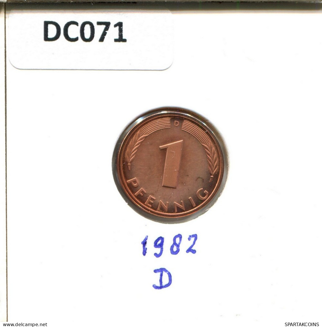 1 PFENNIG 1982 D BRD DEUTSCHLAND Münze GERMANY #DC071.D.A - 1 Pfennig