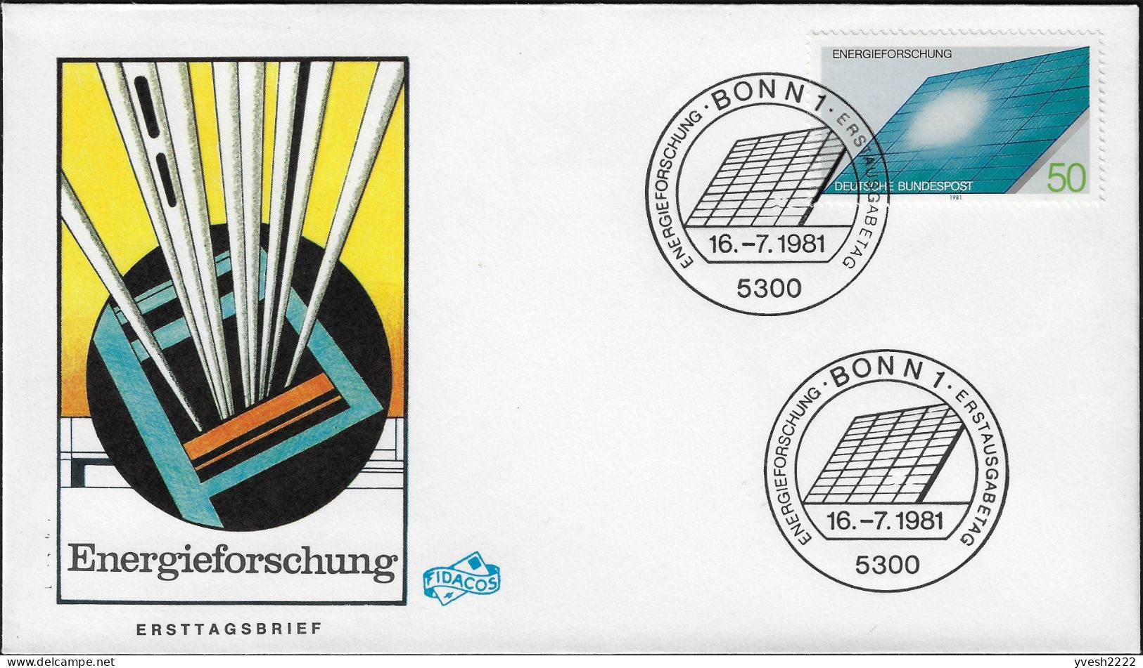 Allemagne 1981 Y&T 933 Sur FDC. Économies D'énergie, Recherche Sur L'énergie. Panneaux Solaires - Elettricità