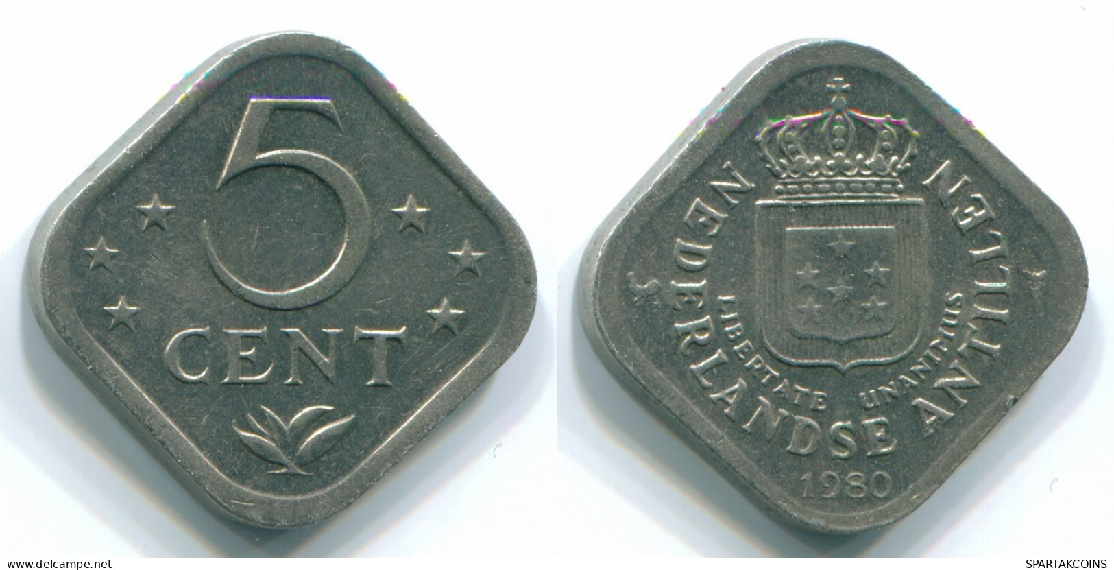 5 CENTS 1980 NIEDERLÄNDISCHE ANTILLEN Nickel Koloniale Münze #S12325.D.A - Antilles Néerlandaises