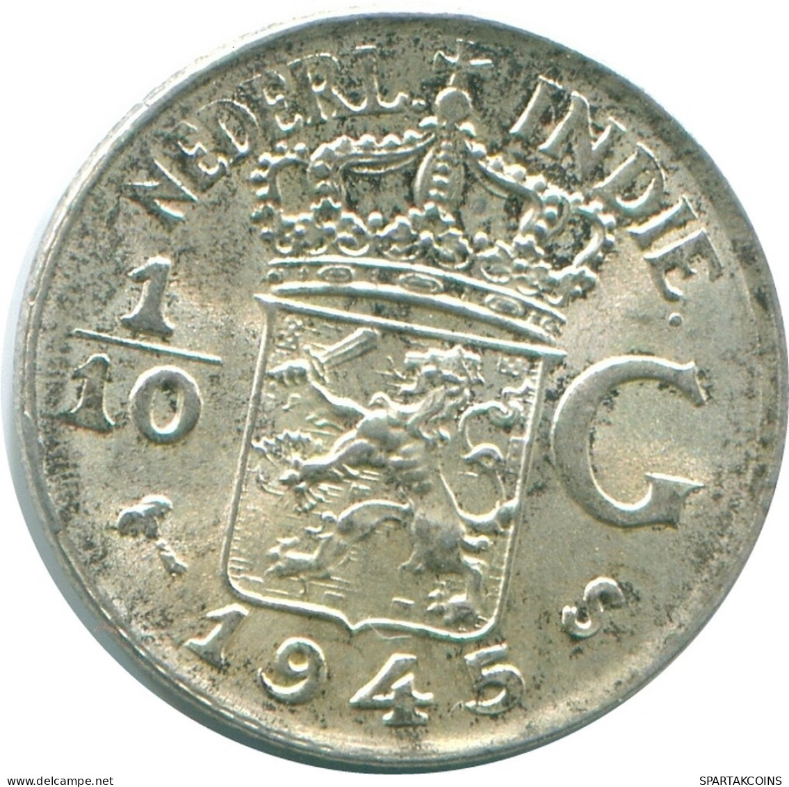 1/10 GULDEN 1945 S NIEDERLANDE OSTINDIEN SILBER Koloniale Münze #NL14043.3.D.A - Indes Néerlandaises