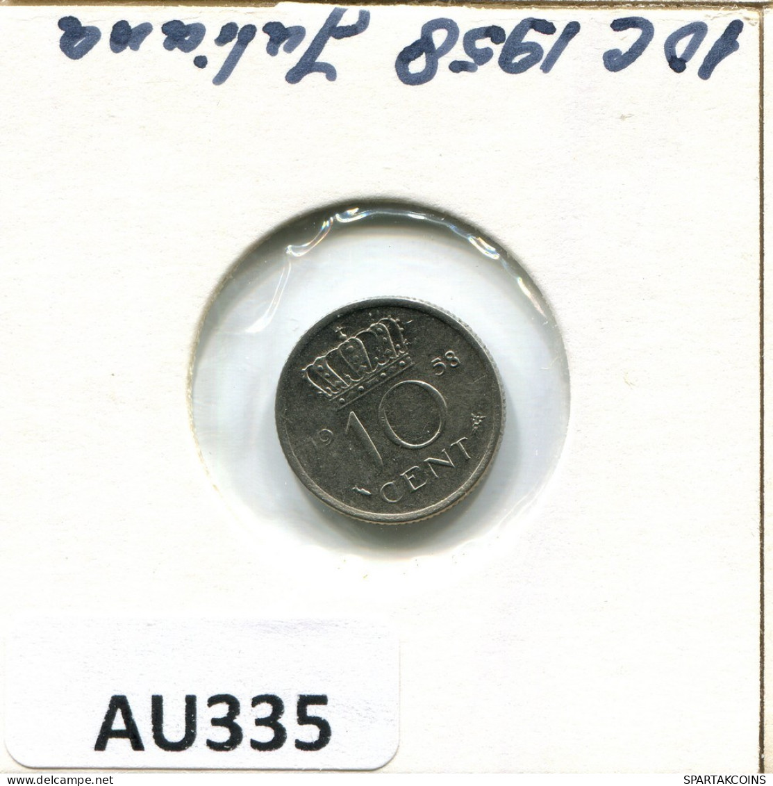 10 CENT 1958 NEERLANDÉS NETHERLANDS Moneda #AU335.E.A - 1948-1980: Juliana