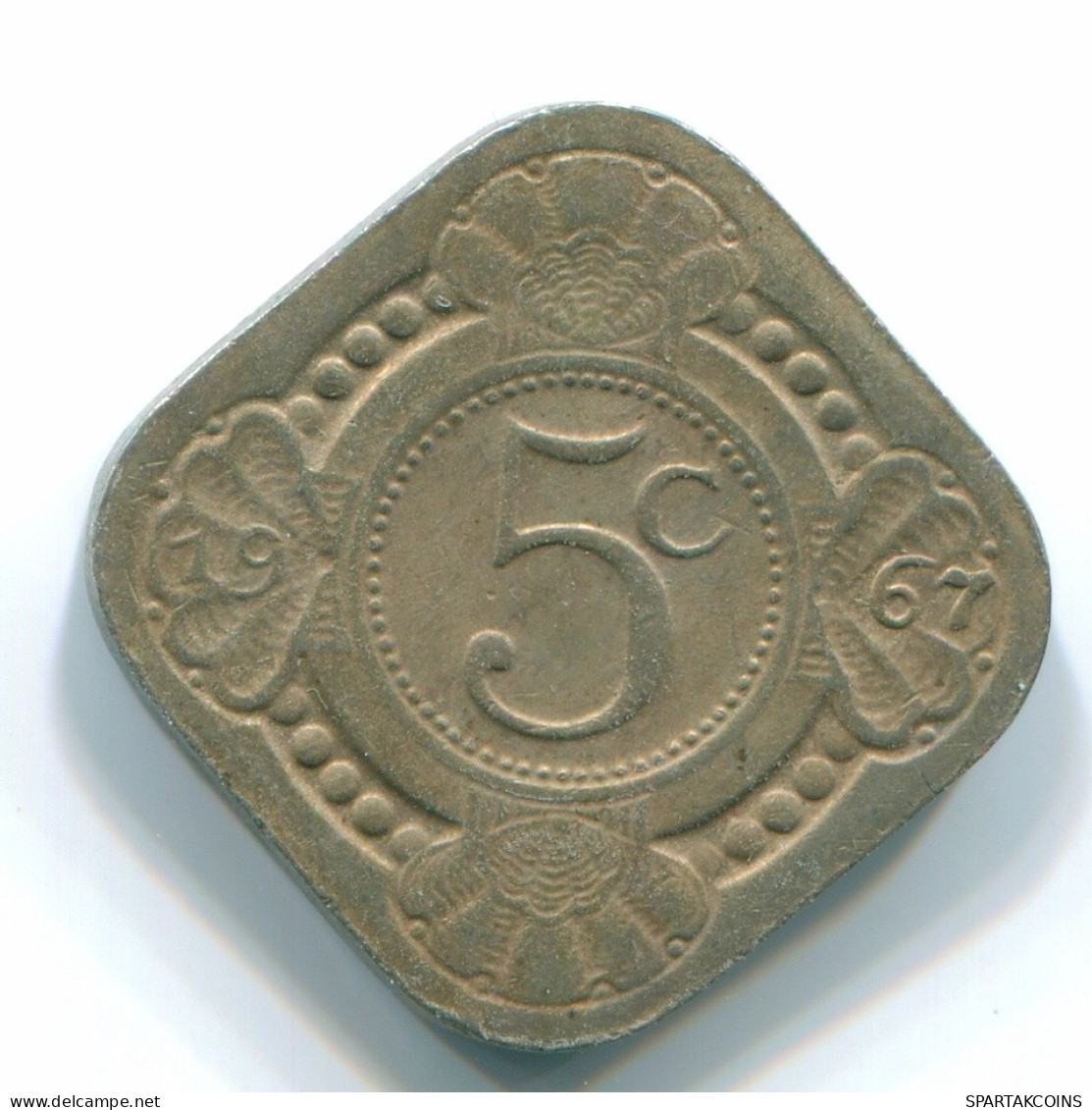 5 CENTS 1967 ANTILLAS NEERLANDESAS Nickel Colonial Moneda #S12472.E.A - Antilles Néerlandaises