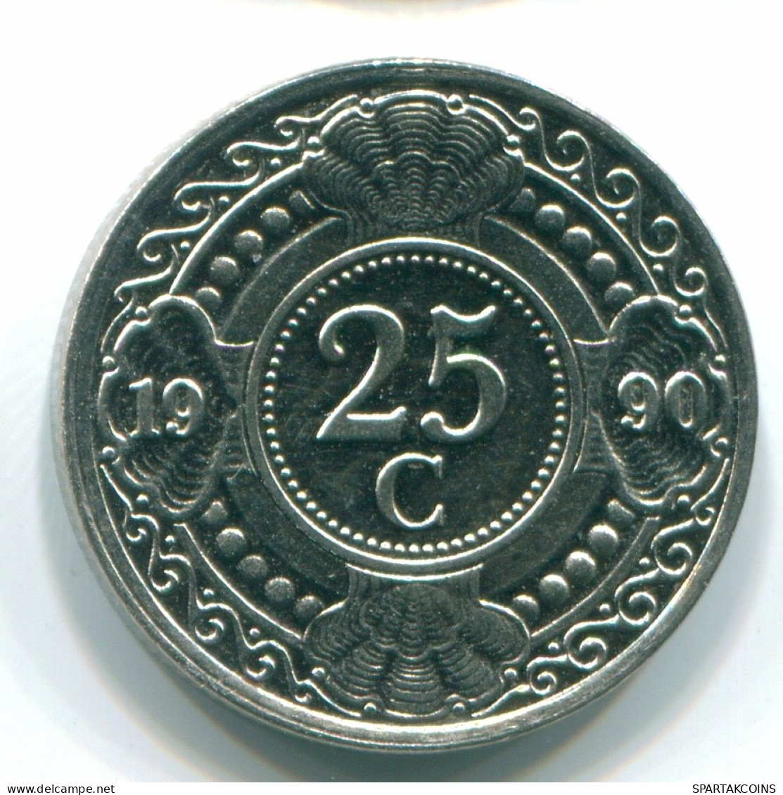 25 CENTS 1990 ANTILLAS NEERLANDESAS Nickel Colonial Moneda #S11274.E.A - Antilles Néerlandaises
