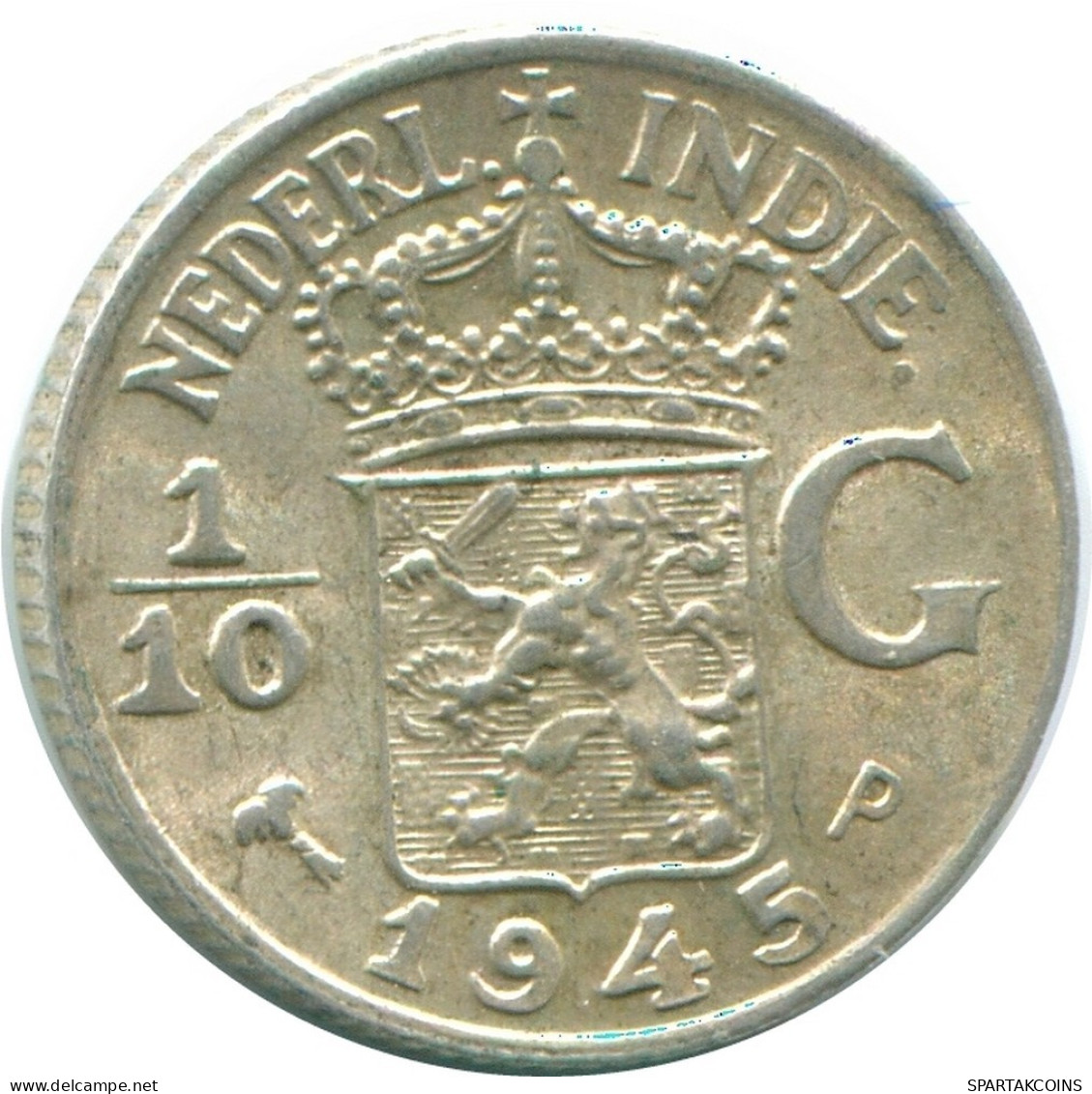1/10 GULDEN 1945 P NETHERLANDS EAST INDIES SILVER Colonial Coin #NL14150.3.U.A - Indes Néerlandaises