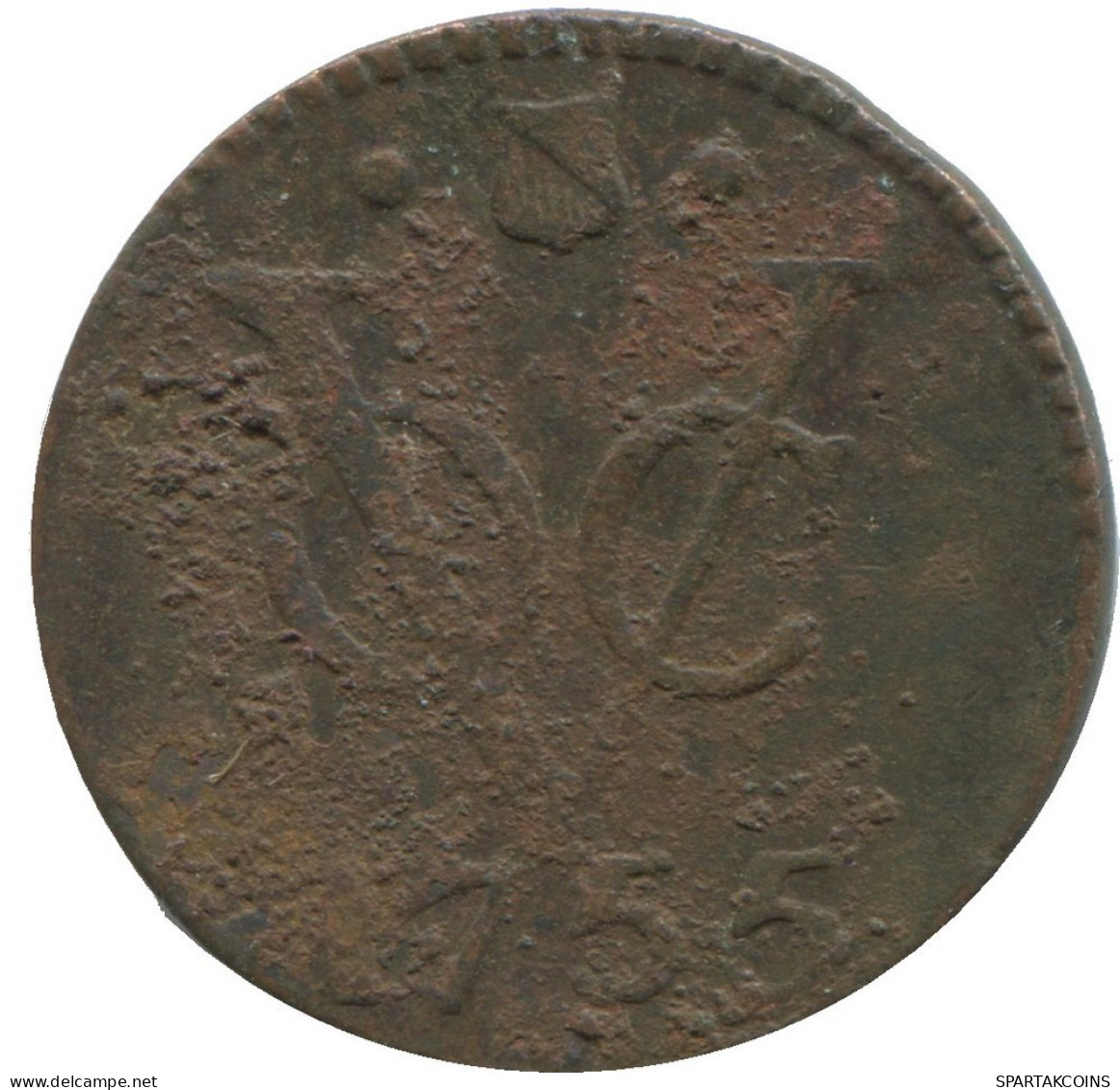 1755 UTRECHT VOC DUIT IINDES NÉERLANDAIS NETHERLANDS NEW YORK COLONIAL PENNY #VOC1067.8.F.A - Nederlands-Indië