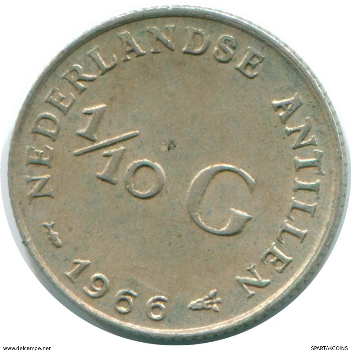 1/10 GULDEN 1966 ANTILLES NÉERLANDAISES ARGENT Colonial Pièce #NL12804.3.F.A - Antilles Néerlandaises