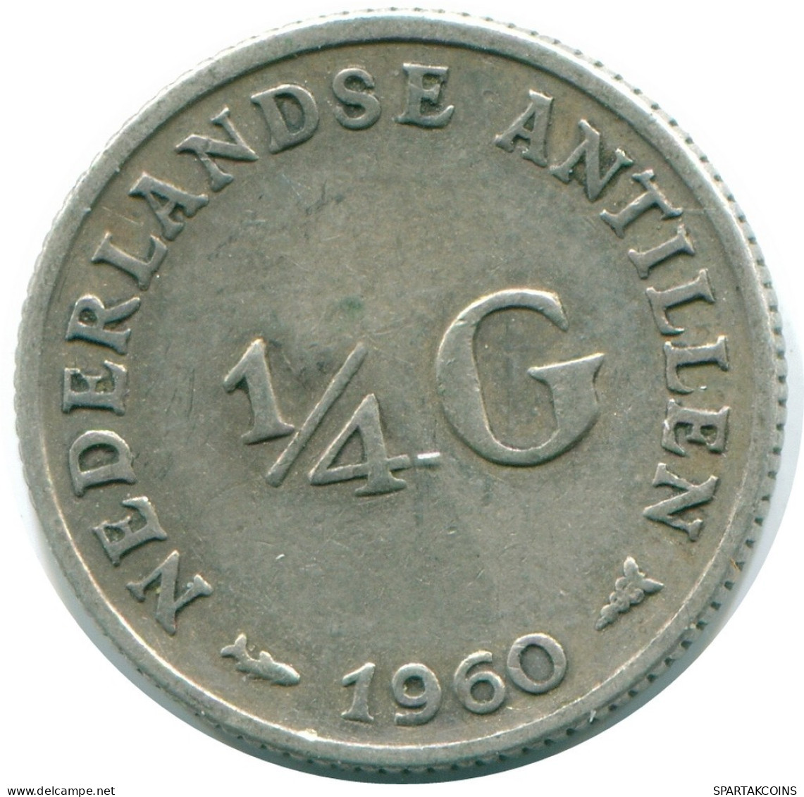 1/4 GULDEN 1960 ANTILLES NÉERLANDAISES ARGENT Colonial Pièce #NL11061.4.F.A - Antilles Néerlandaises