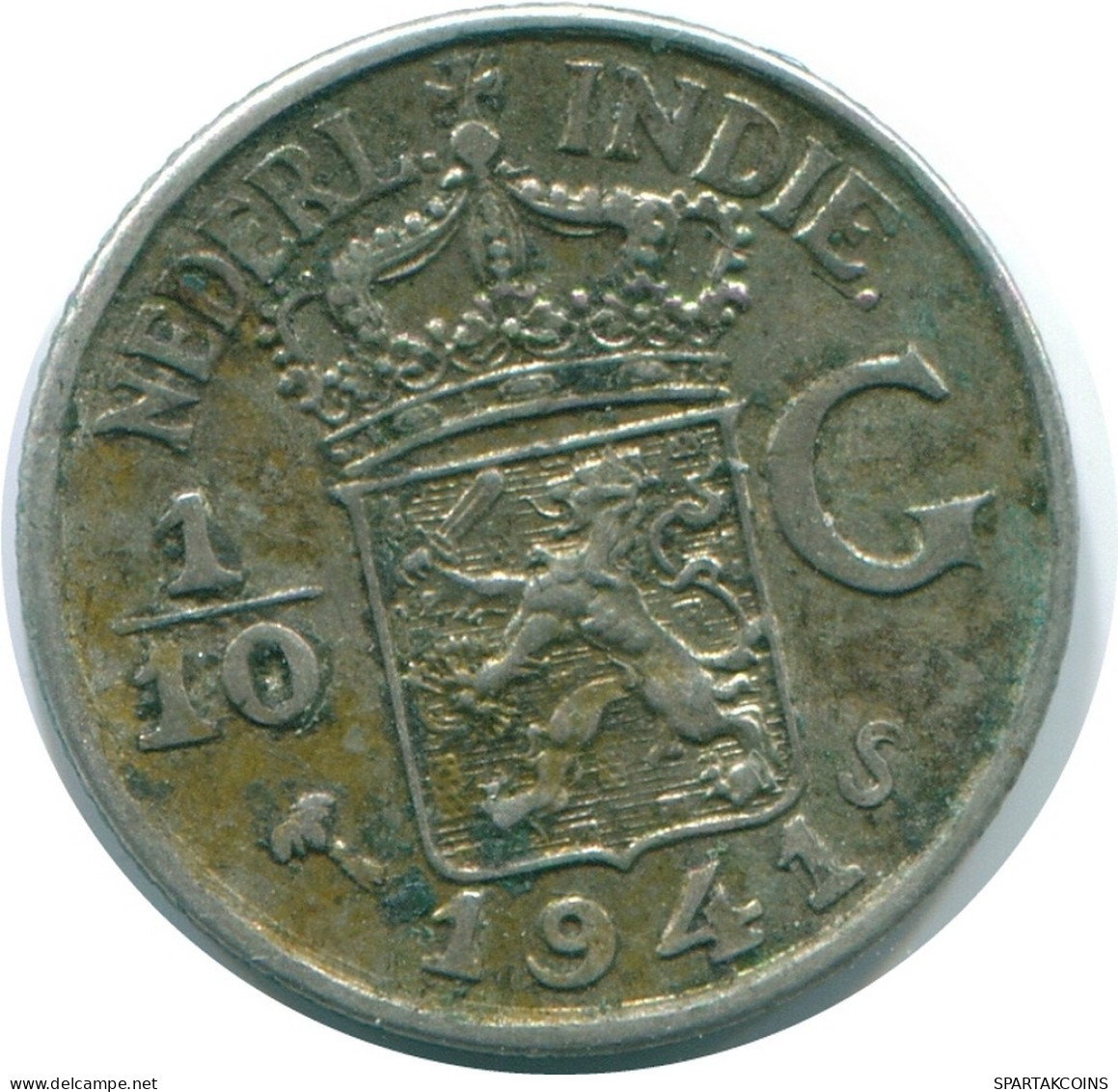 1/10 GULDEN 1941 S INDES ORIENTALES NÉERLANDAISES ARGENT Colonial Pièce #NL13782.3.F.A - Indes Néerlandaises
