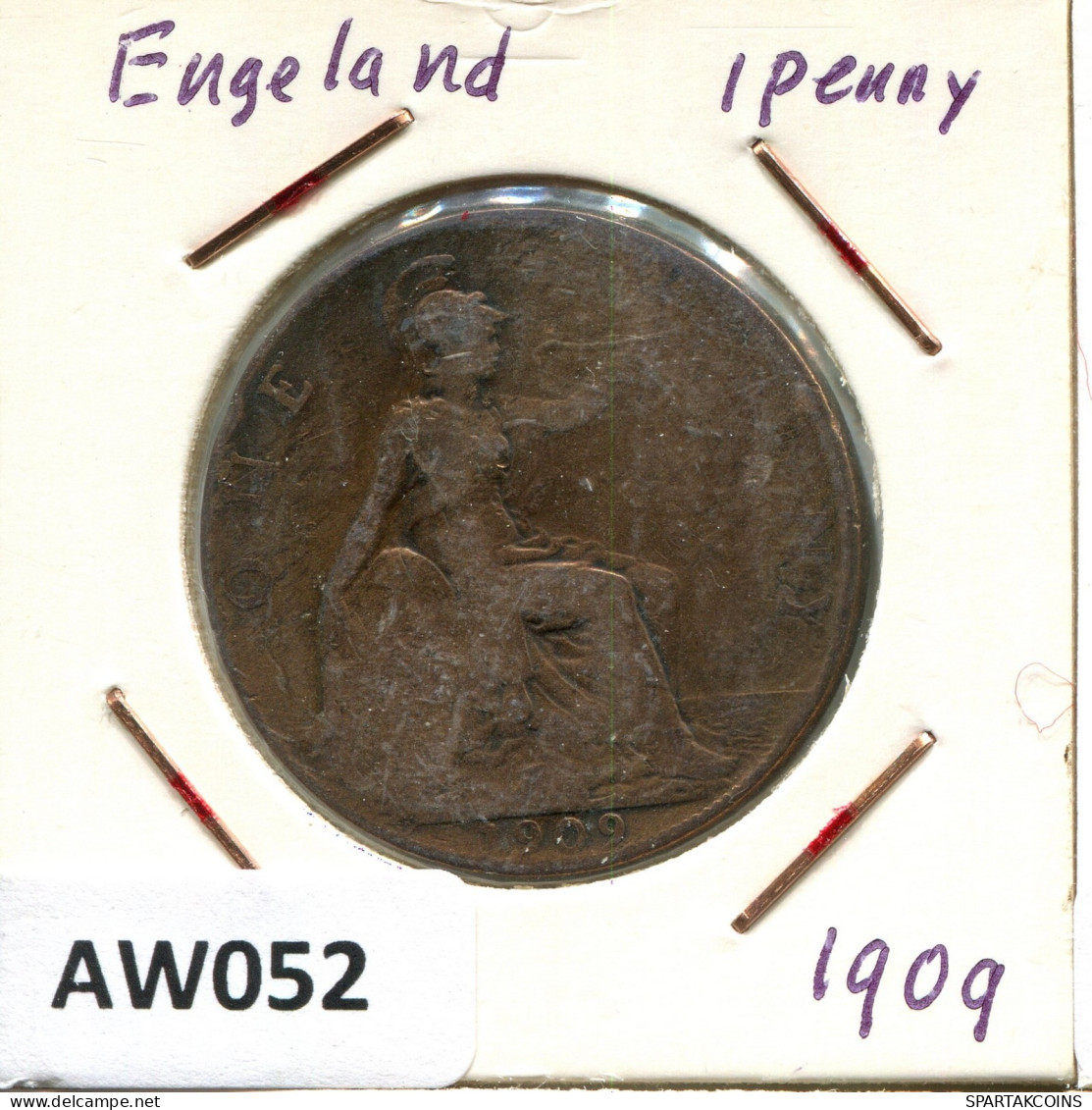PENNY 1909 UK GRANDE-BRETAGNE GREAT BRITAIN Pièce #AW052.F.A - D. 1 Penny