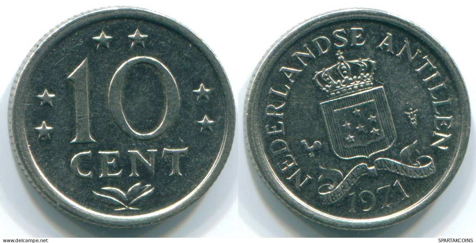 10 CENTS 1971 ANTILLAS NEERLANDESAS Nickel Colonial Moneda #S13434.E.A - Antilles Néerlandaises